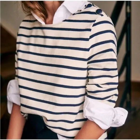 B45 Sezane Colette Mariniere Striped Top Women XS Parisian Chic Old Money French - Picture 2 of 9
